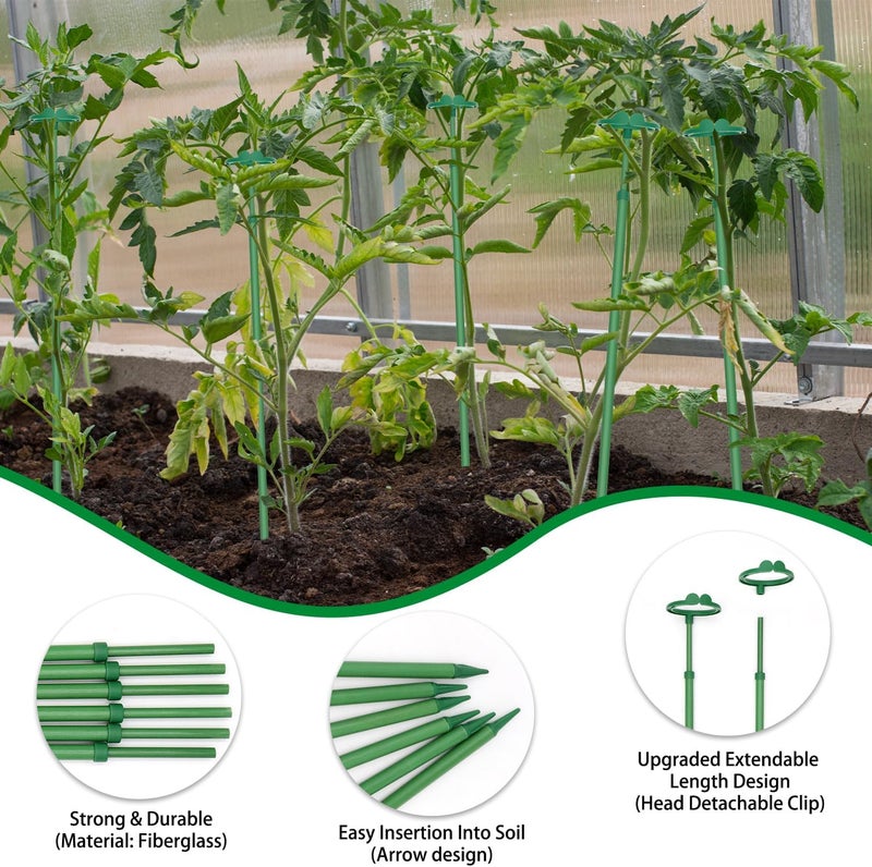 BOVITRO Extendable Plant Stakes, Length Scalable from 17.5IN to 30.1IN Plant Support Stake, Orchid Sticks with Clips for Indoor Outdoor,Garden Stakes for Plant,Tomato,Vegetables,Monstera,Vine - 7Pack - Image 4